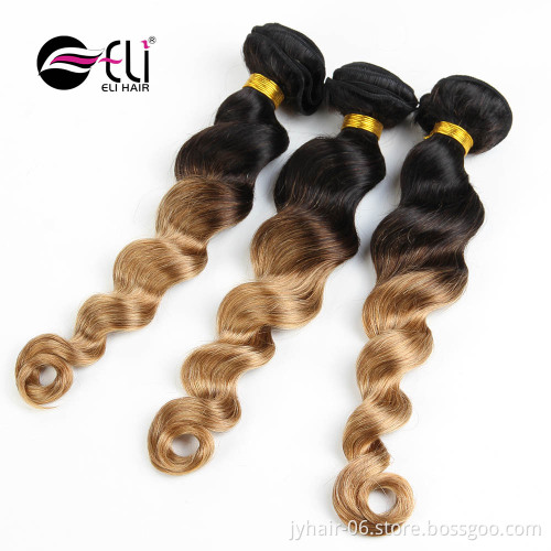 100% human hair remy brazilian hair weave 1b 27 ombre color hair Bundles